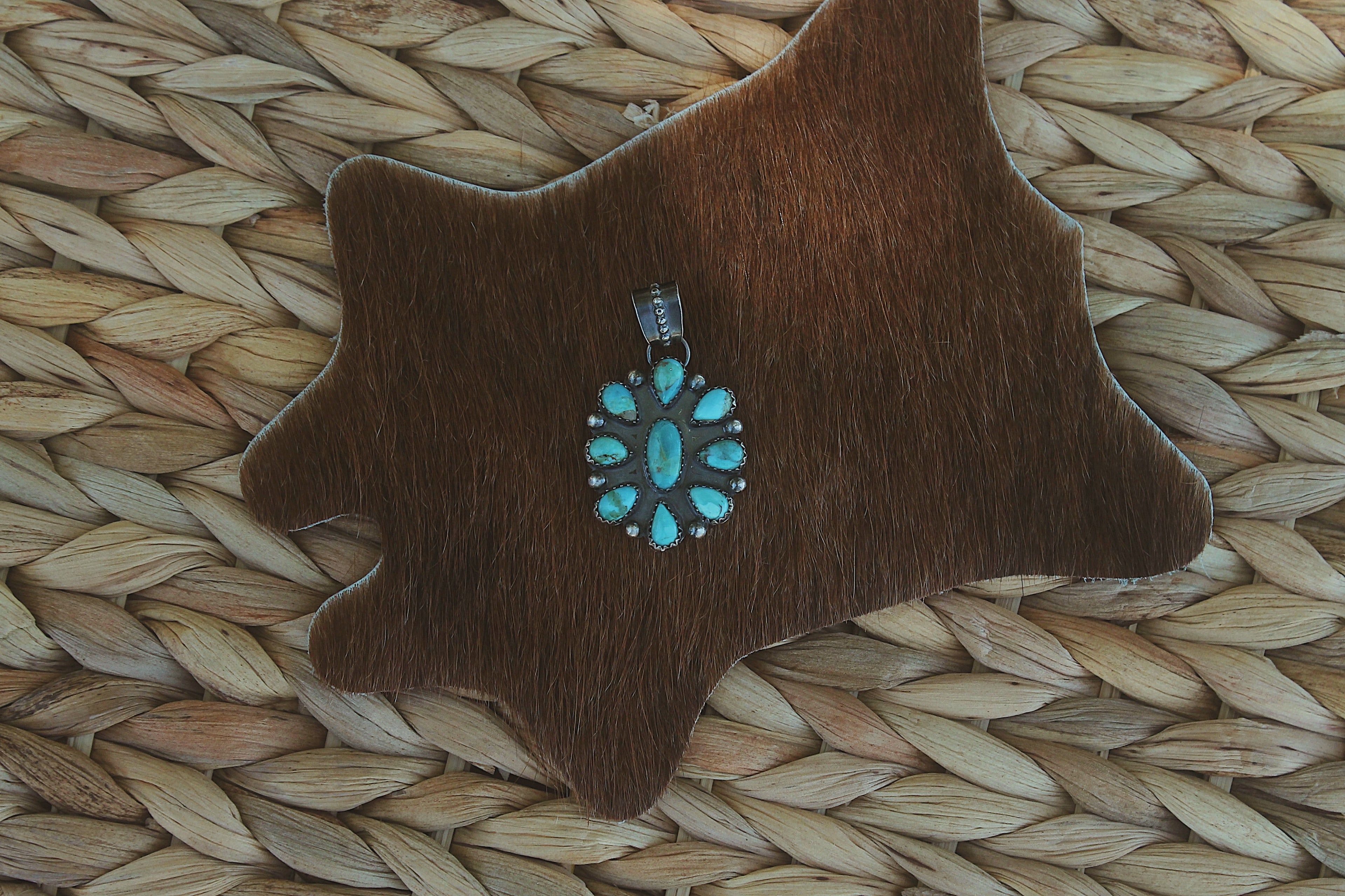 Kingman Turquoise Full Cluster Pendant