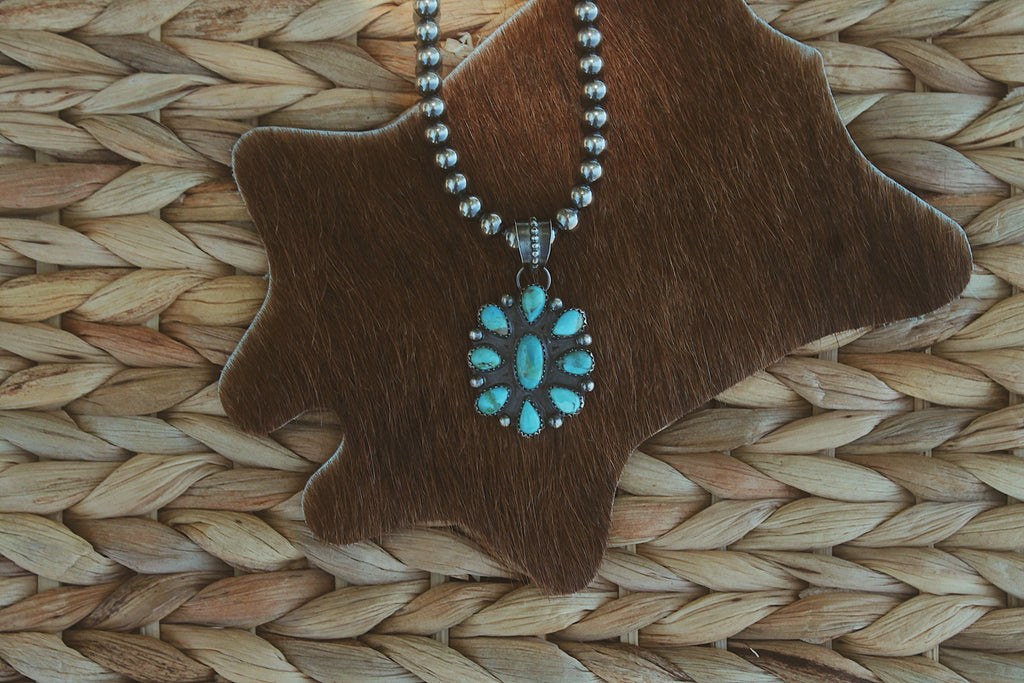 Kingman Turquoise Full Cluster Pendant