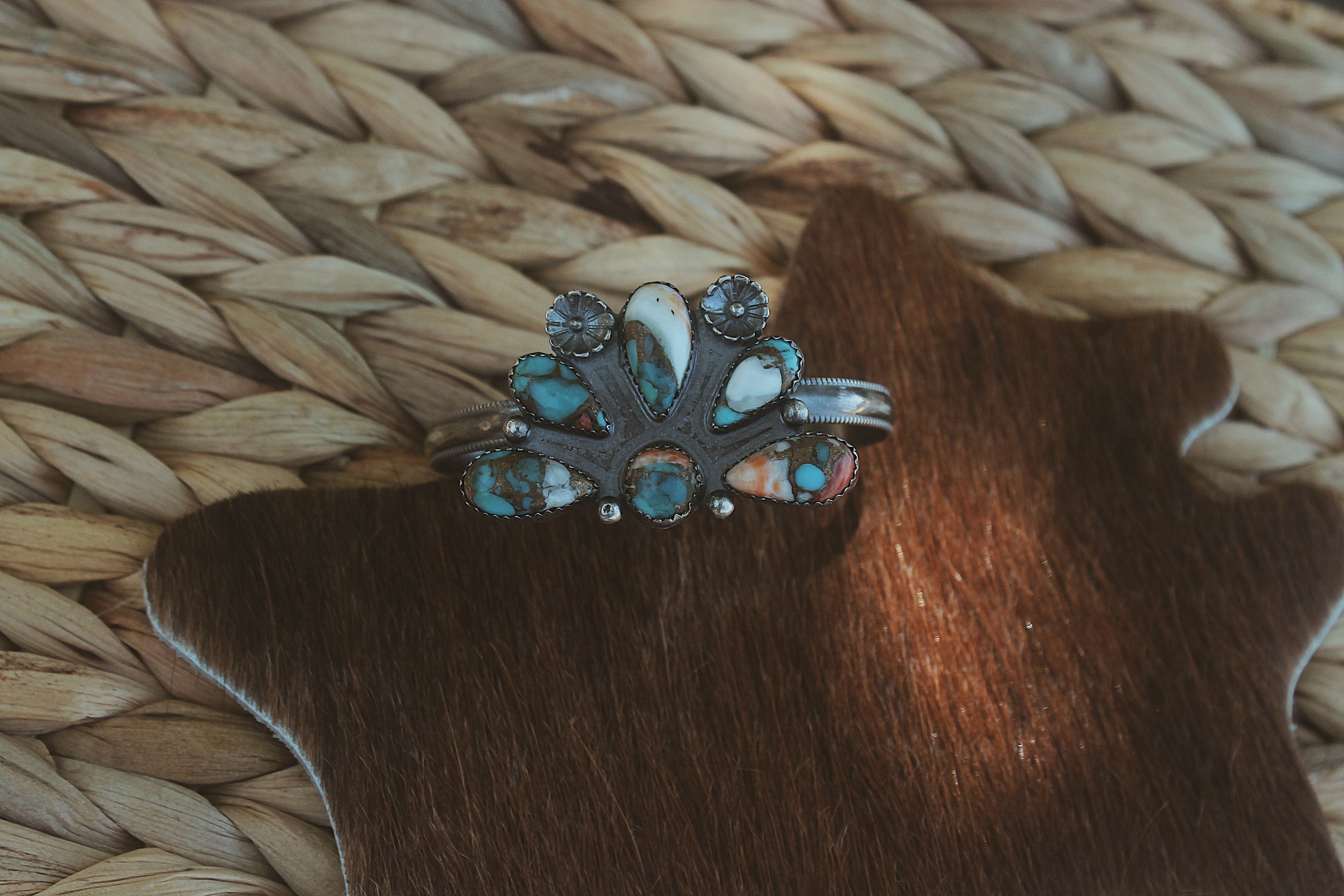 Turquoise, Oyster + Copper Cuff