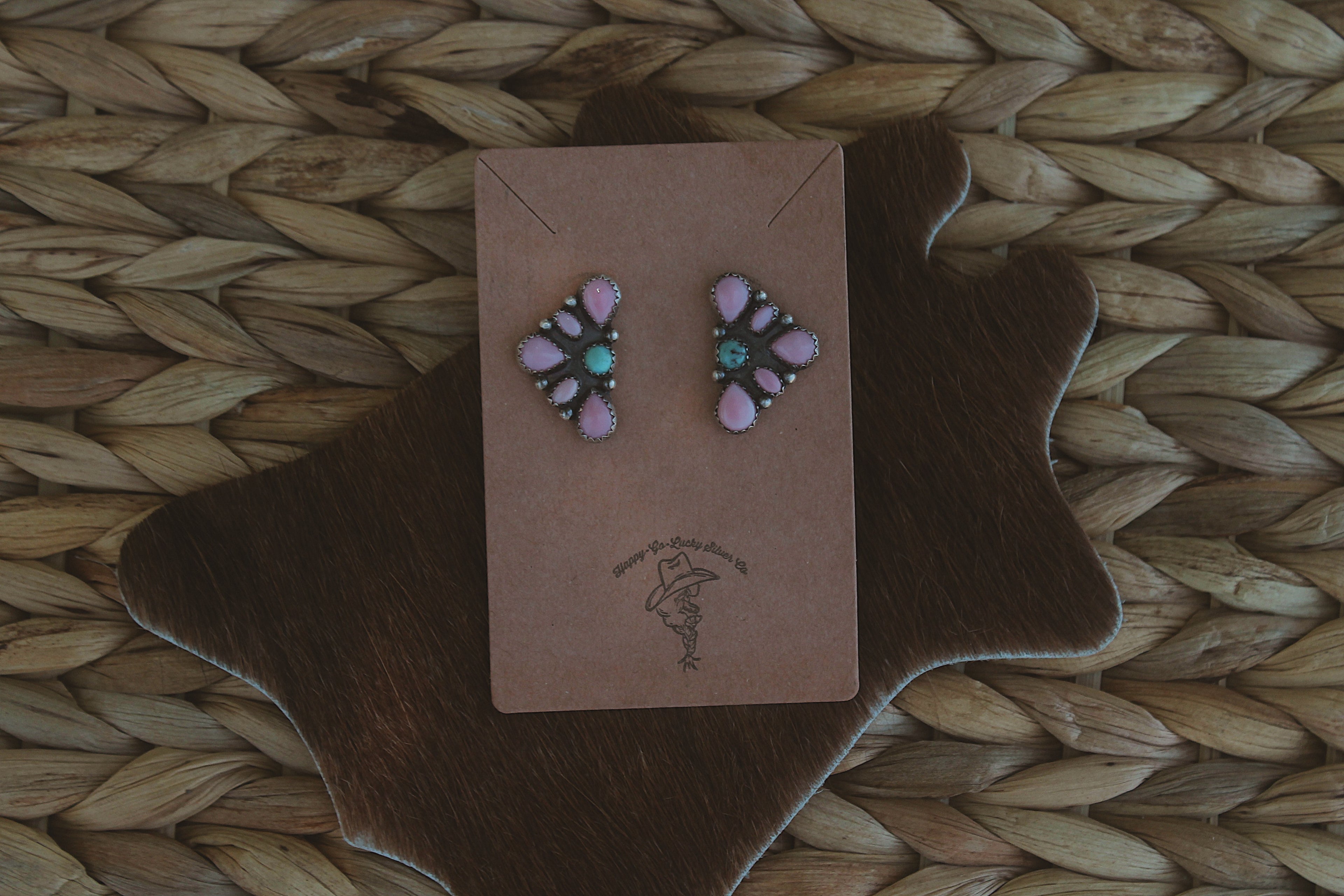 Half Cluster Pink Conch Earrings