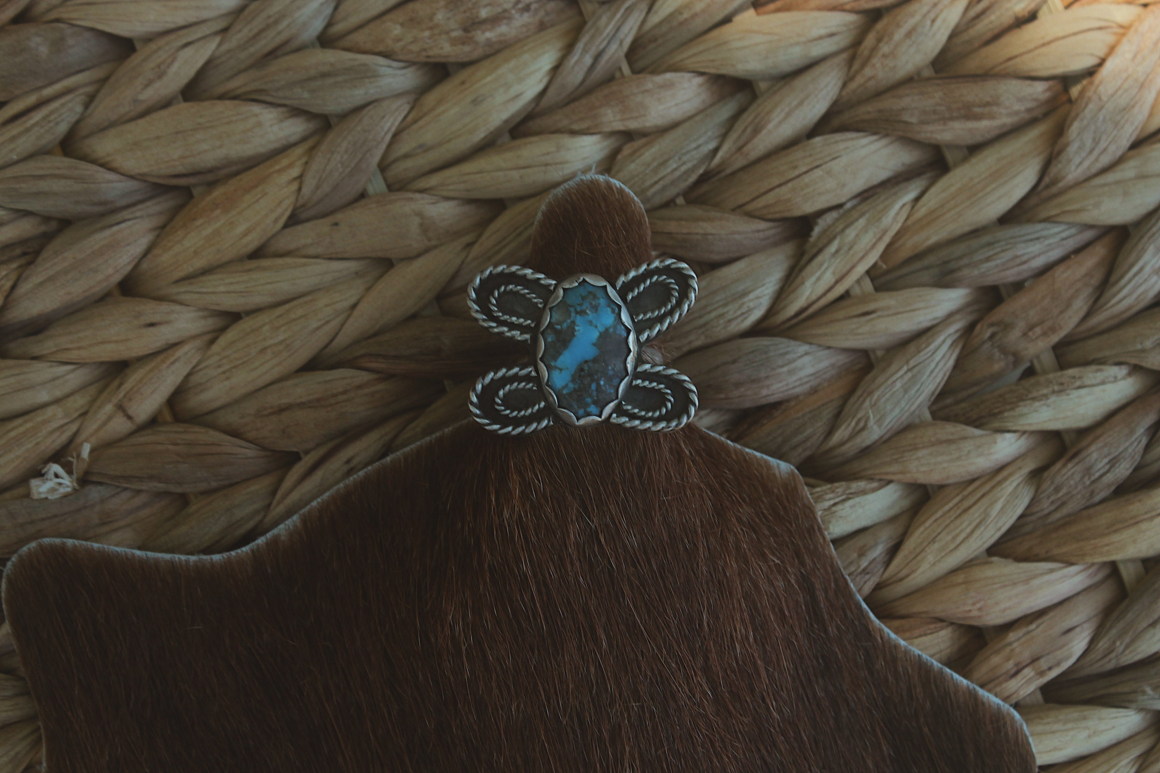 Turquoise Rope Butterfly Ring